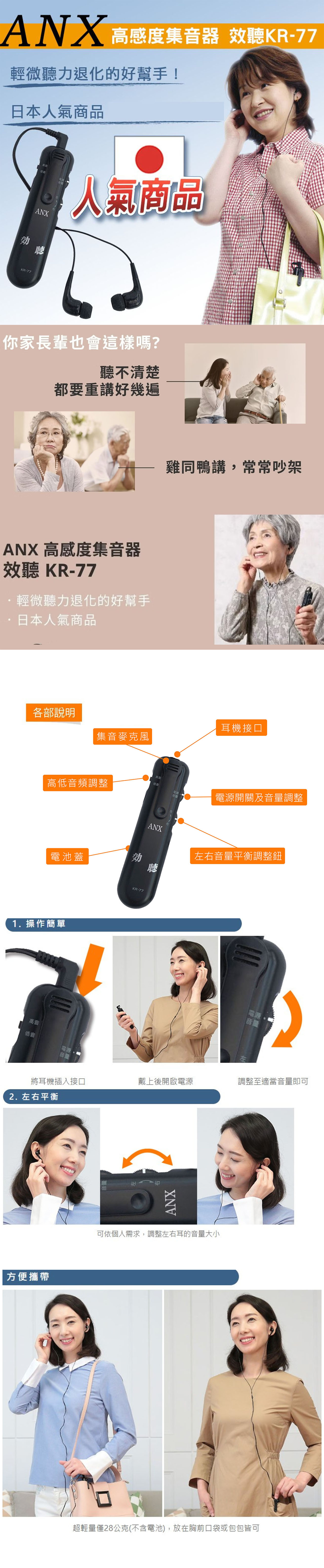 ANX 效聽KR77 日本製高感度集音器